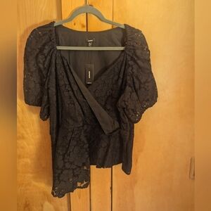 NWT Express Women's Black Lace Blouse